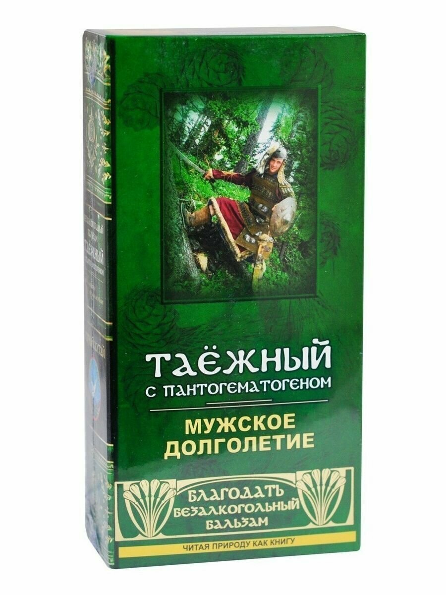 Бальзам безалкогольный "Таежный" с пантогематогеном Мужское долголетие, Благодать+ 250мл