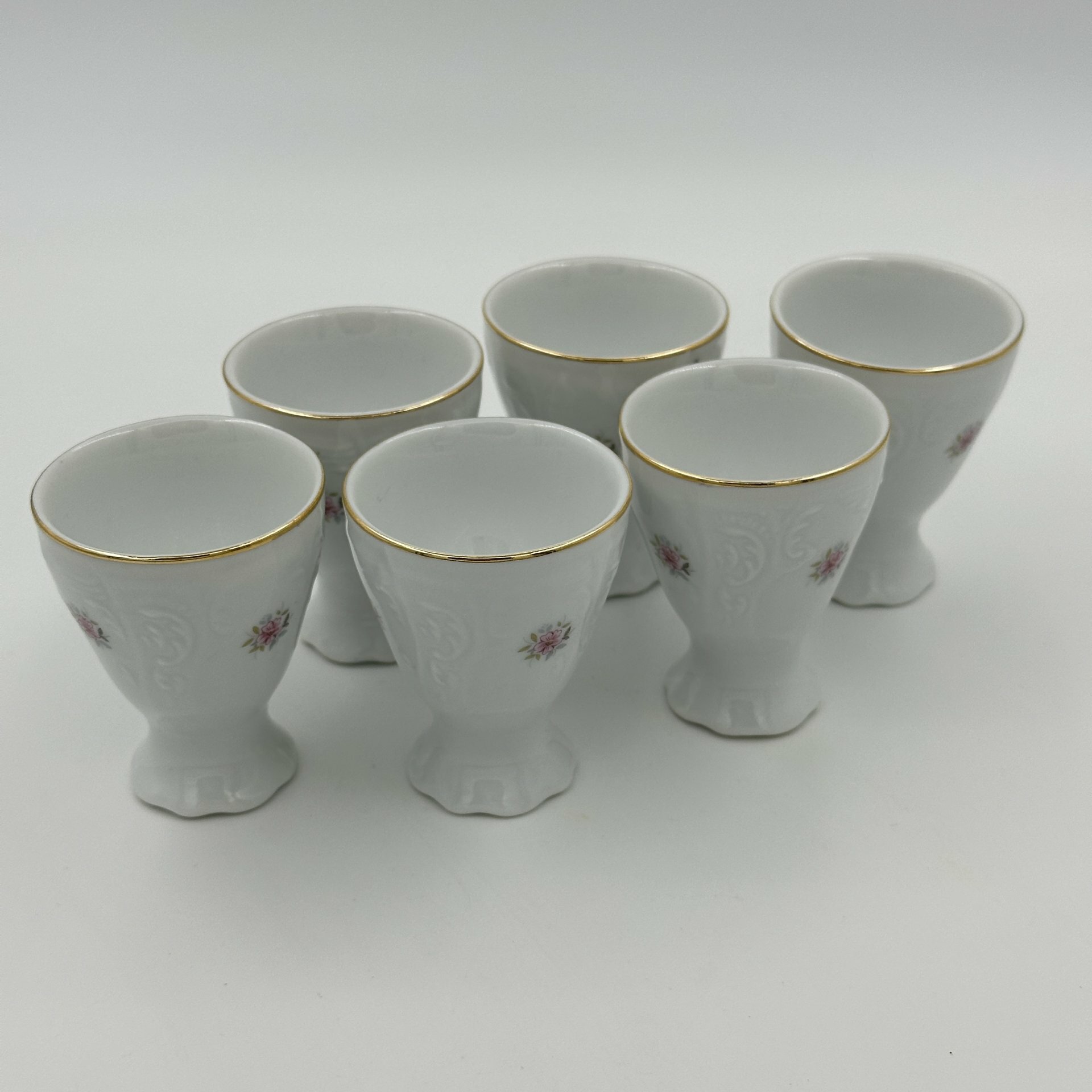 фото Набор пашотниц на 6 персон, фарфор, деколь, золочение, Bernadotte, Чехия, 2000-2010 гг.