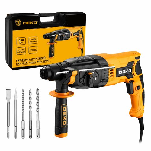 Перфоратор сетевой DEKO DKH в кейсе с набором из 5 буров SDS 850Вт 5220₽