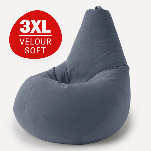 Изображение товара Кресло мешок Bean Joy, пуфик мешок, бескаркасное кресло, размер 3XL, велюр, пыльный синий