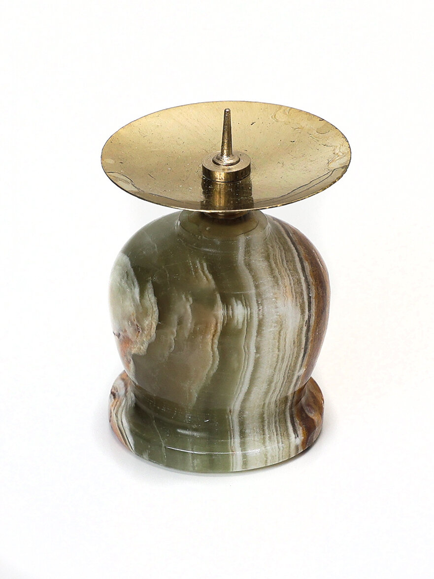 Подсвечник из натурального полудрагоценного камня оникс с иглой