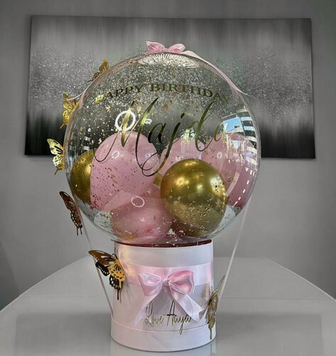 Изображение товара Бабл-бокс "Бабочки и шарики внутри прозрачного шара"