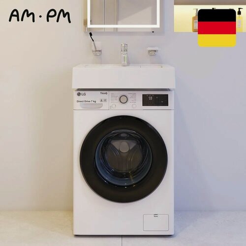 Изображение товара Раковина над стиральной машиной AM.PM X-Joy подвесная, 60 см, мрамор, белый глянец