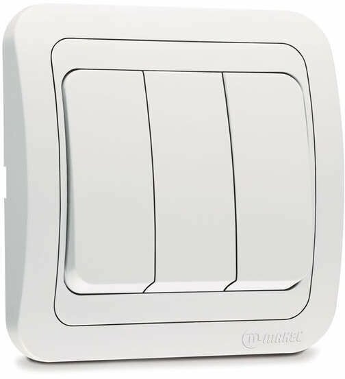 Выключатель 3-клавишный СП Mimoza 10А IP20 белый Makel 12091