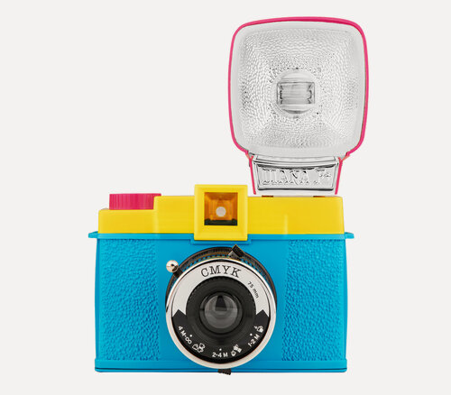Изображение товара Пленочный фотоаппарат Lomography Diana F+ CMYK, голубой/желтый, со вспышкой