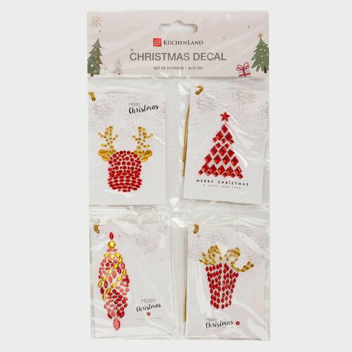Набор наклеек, 8х12 см, многоразовые, бумага, Christmas decal комбинированный, разноцветный