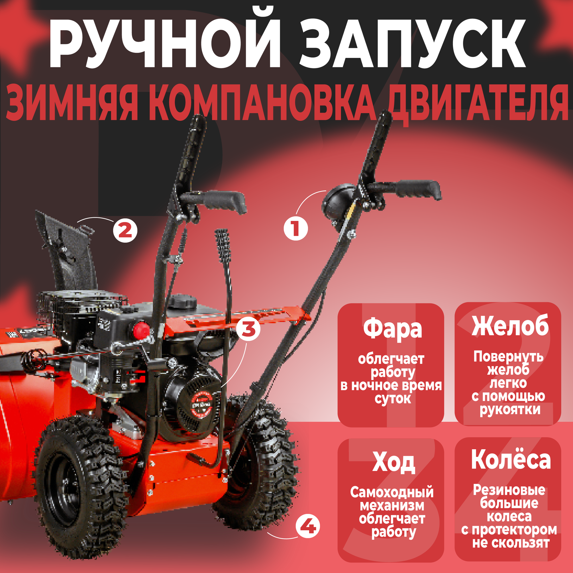 Изображение Снегоуборщик бензиновый самоходный A-iPower AS567, 7л. с, ширина обработки 56 см, ручной стартер