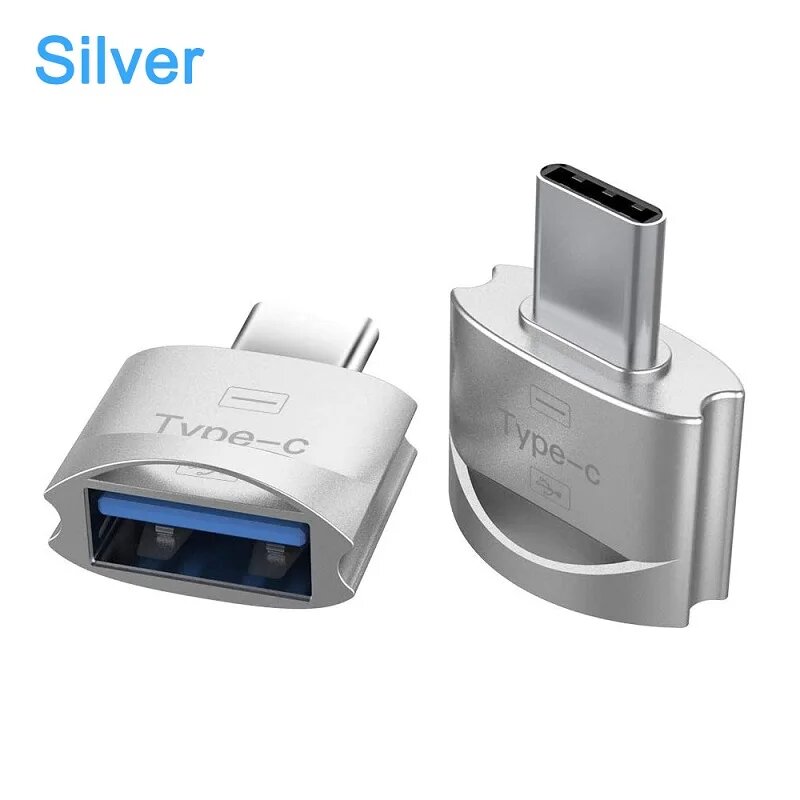 Переходник OTG с USB Type-C «папа» на USB 2,0 «мама» Серый, Silver