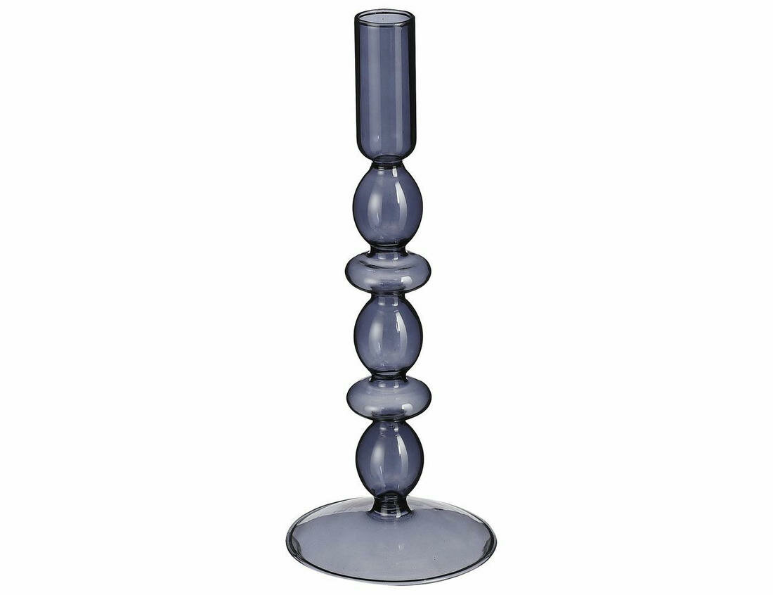 Подсвечник, стекло, серый, 24 см, Edelman