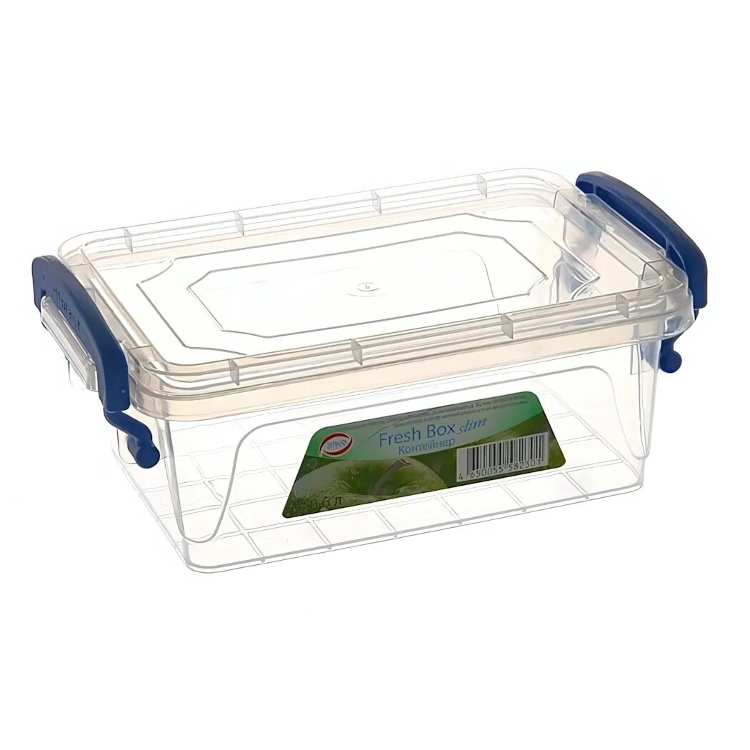 Контейнер пластиковый 'Fresh Box' 06л slim прозрачный для хранения и разогрева