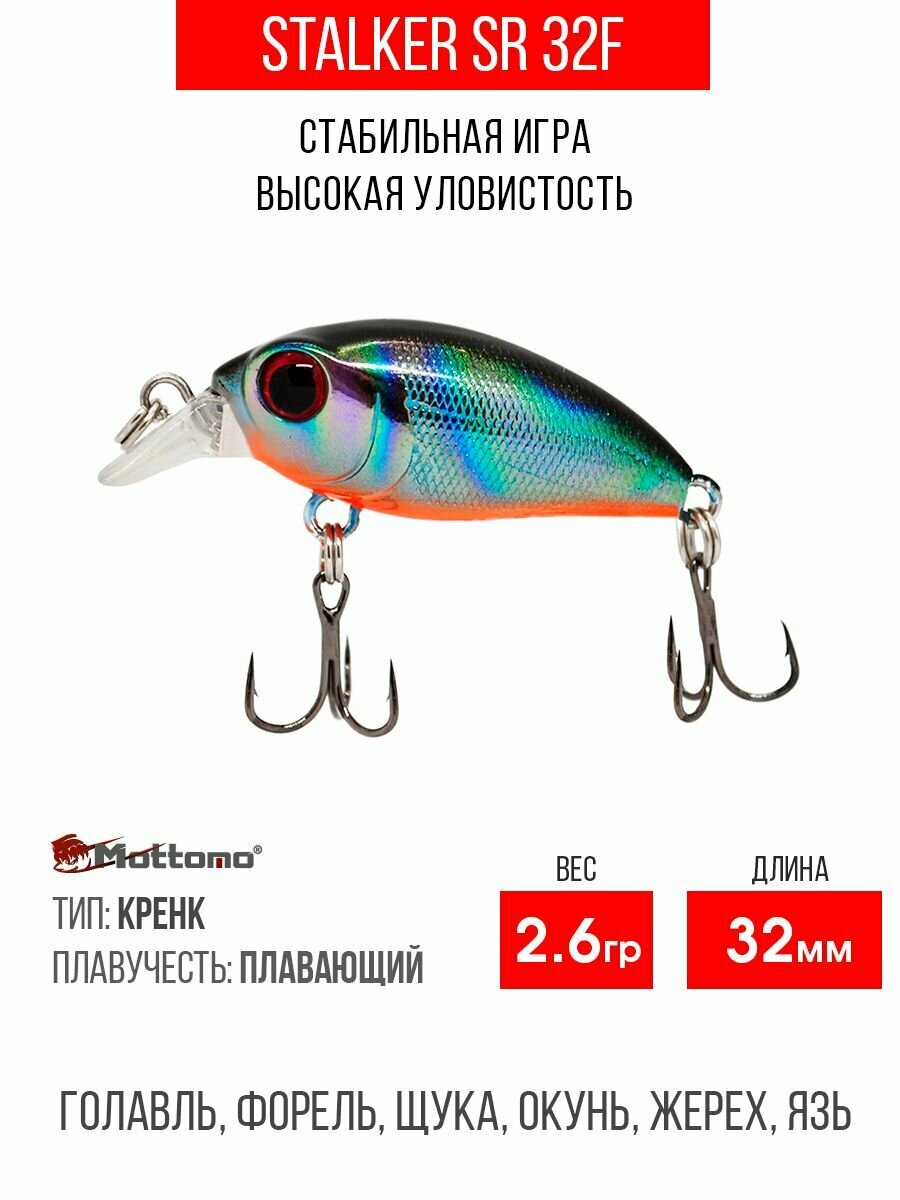 Воблер для рыбалки Stalker SR 32F 2,6g Violet Bug, крэнк плавающий для спиннинга. Приманка на голавля, форель, окуня.