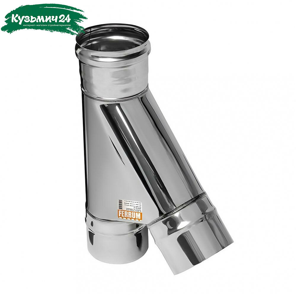Тройник для дымохода Ferrum К d 150 мм угол 135гр сталь 0.8 мм одностенный
