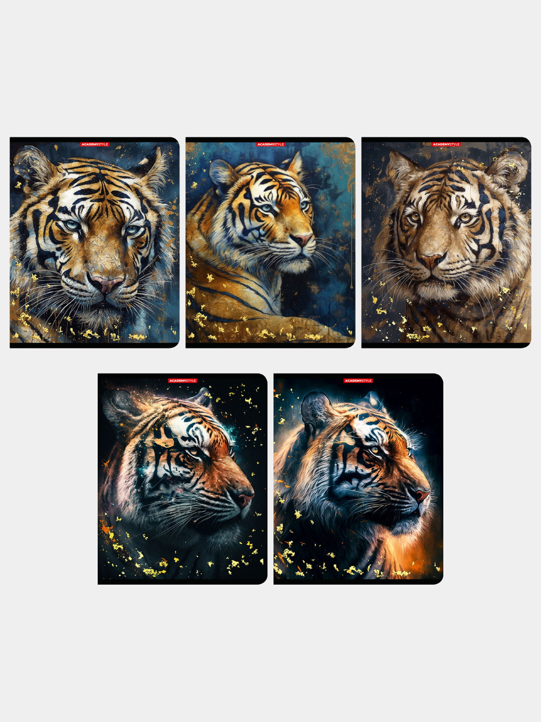 Тетрадь, А5, 48 листов, клетка, "Тигр", 5 шт