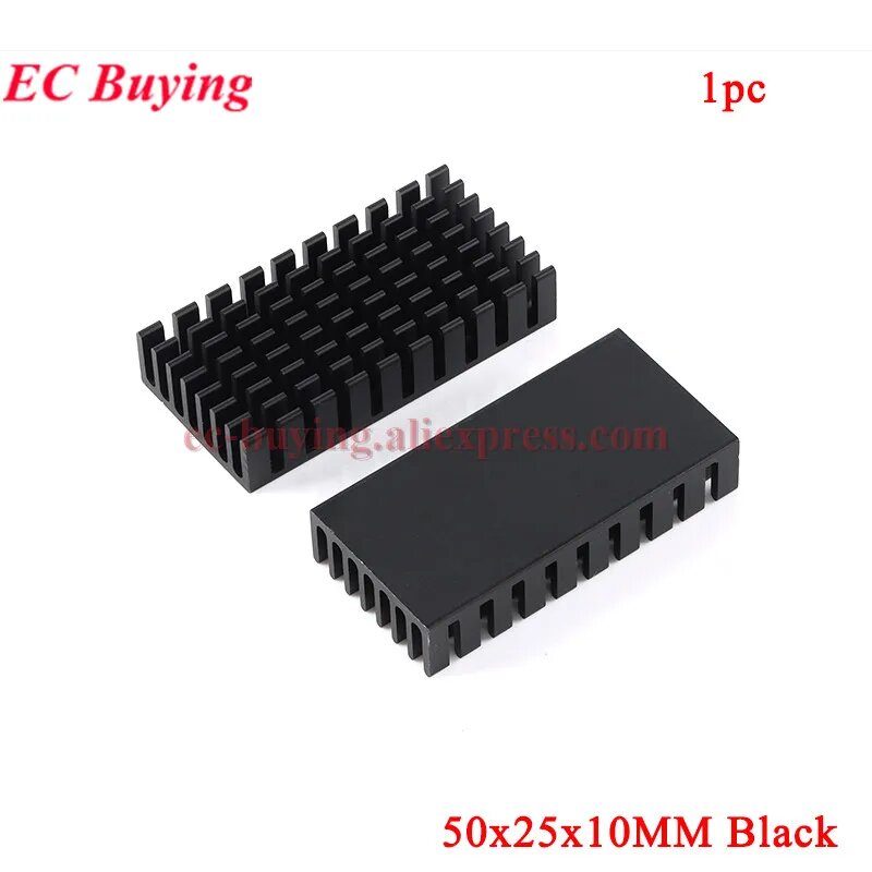 Алюминиевый радиатор 50x25x10mm Black, 10pcs