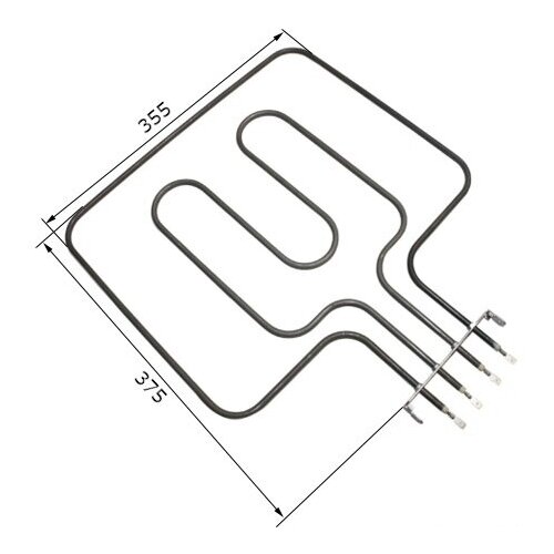 ТЭН для духовки 800/1500W, 230V, верхний с грилем (Электра, НовоВятка, ЗВИ, Рика) 375х355 мм