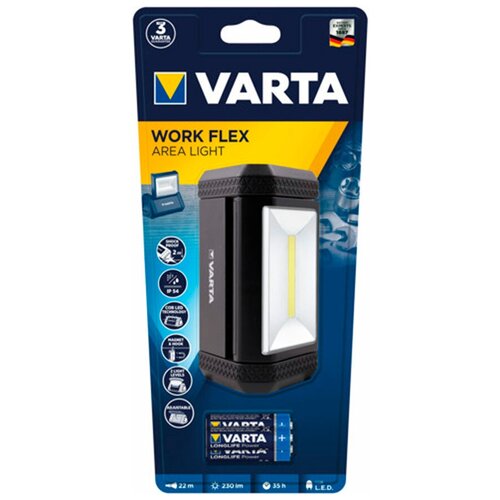фото Фонарь ручной varta area work flex (17648101421) светодиодный 1 led 3,5 вт на батарейках aa abs-пластик ударопрочный
