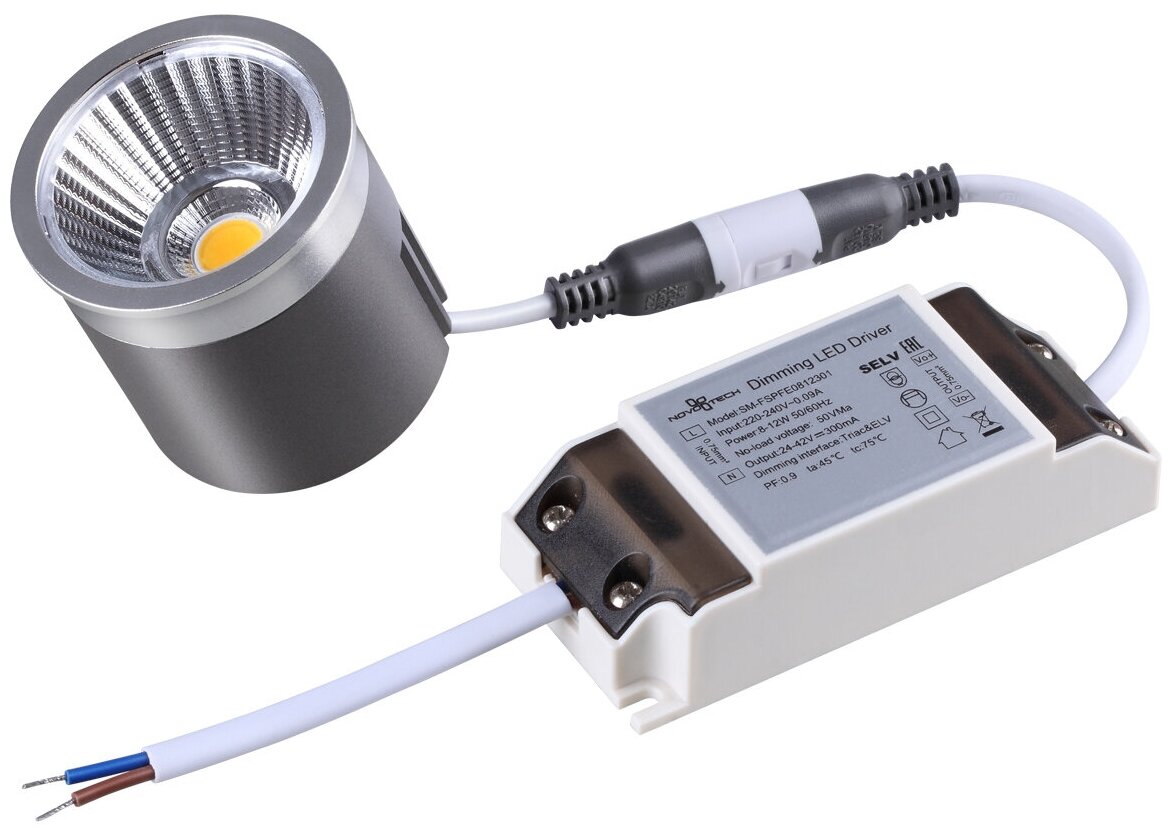 Модуль в комплекте с диммируемым драйвером Novotech Diod 358431, LED, 12Вт, кол-во ламп:1шт, Белый