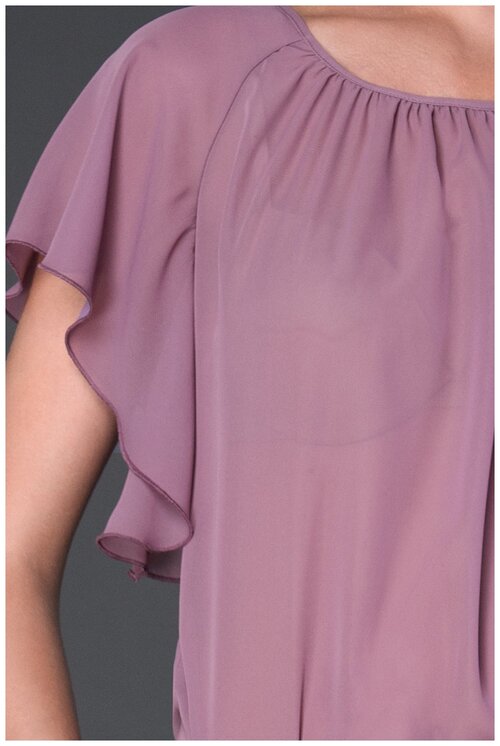 Блуза  Арт-Деко, классический стиль, короткий рукав, однотонная, размер 42, фиолетовый, розовый