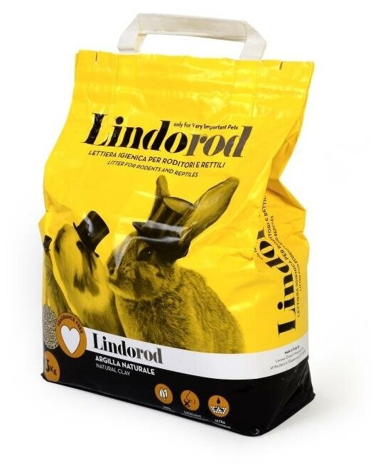 Наполнитель впитывающий минеральный для грызунов и рептилий LindoCat LINDO ROD , 3кг (Италия)