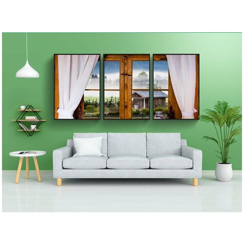 фото Набор модулных постеров для интерьера "архитектура, окно, природа" 60x90 см. в тубусе, без рамки lotsprints