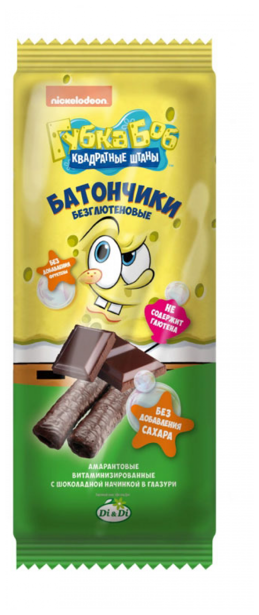 Губка Боб батончики амарантовые с шоколадной начинкой в глазури, витаминизированные, 20 г - фотография № 1