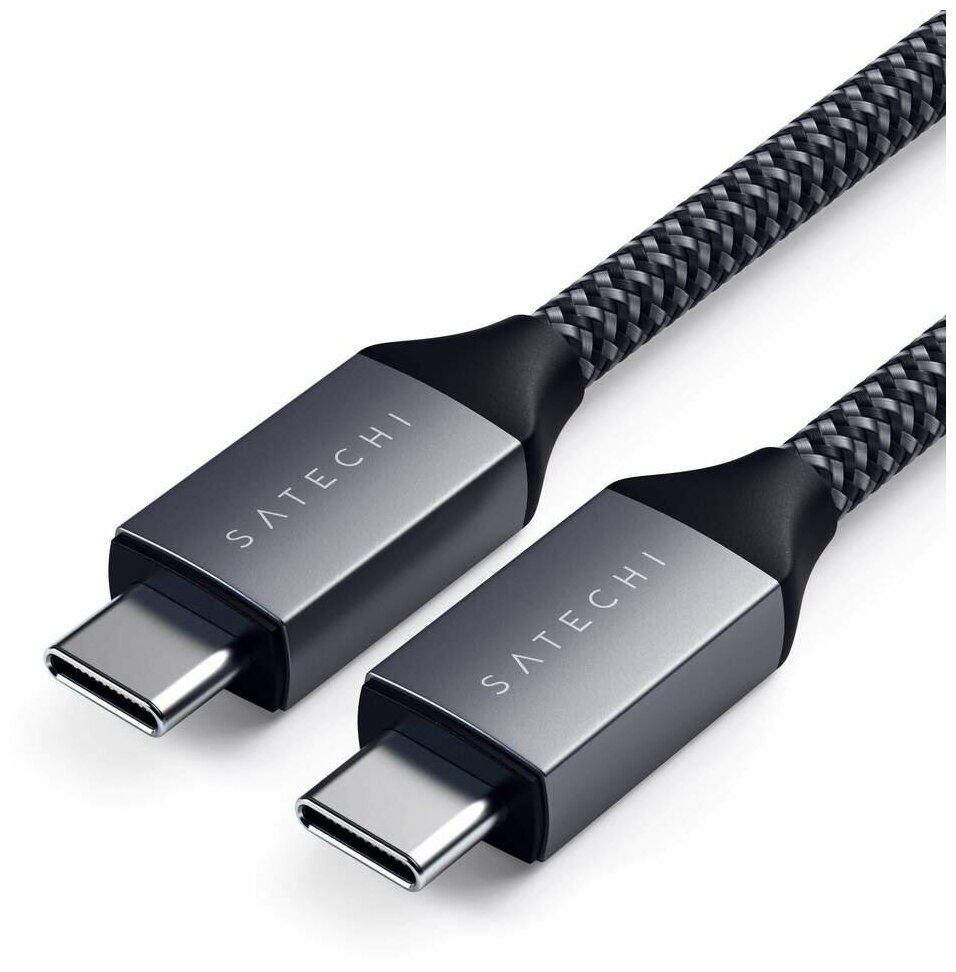 Кабель Satechi 100W USB-C to USB-C (2m), для зарядки и передачи данных, Серый, ST-TCC2MM