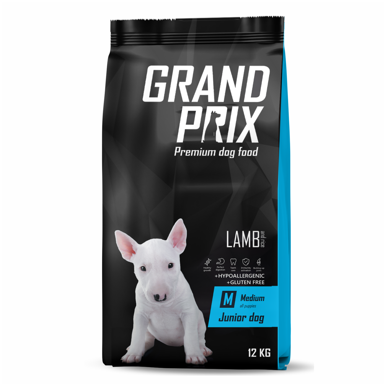 Сухой корм для щенков собак средних пород GRAND PRIX Medium Junior с ягненком, 12 кг