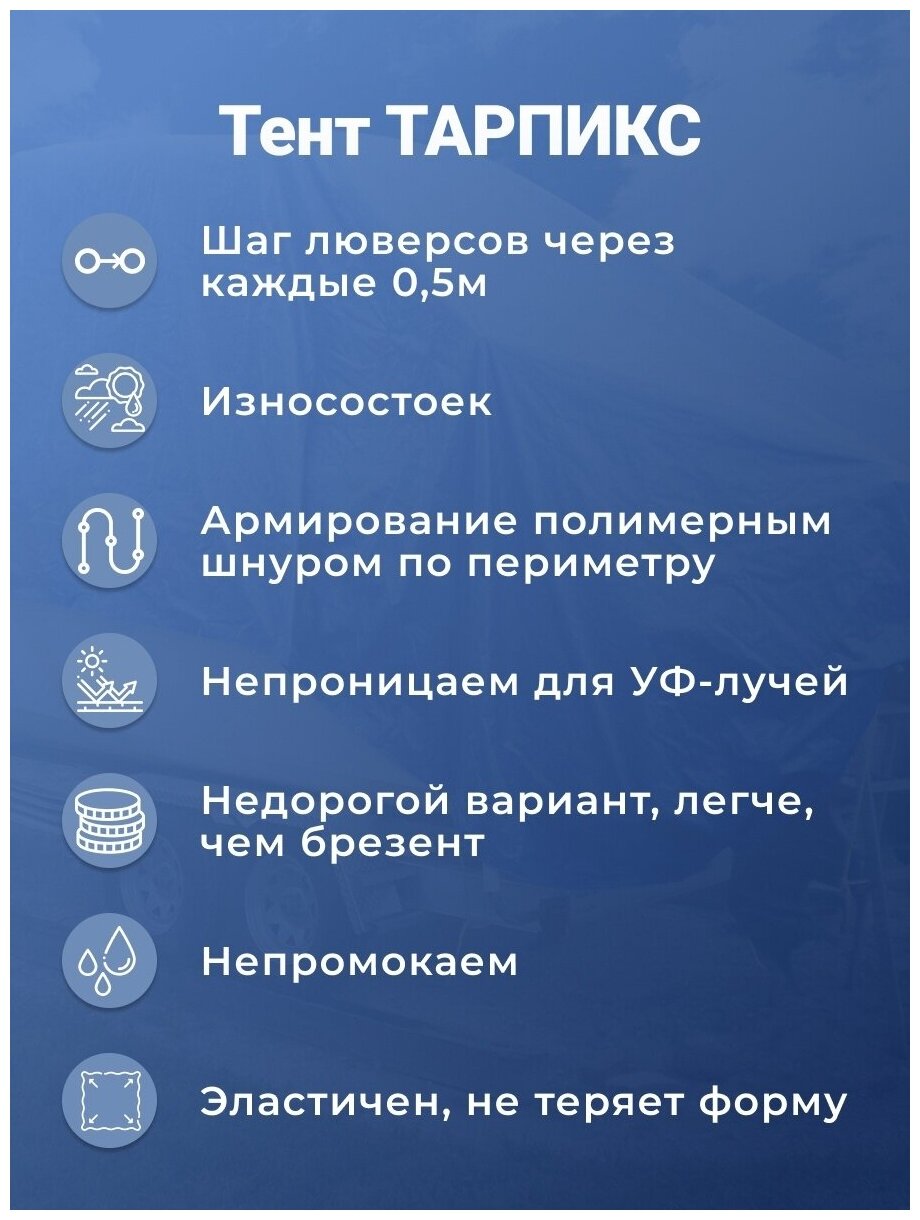 Тенты Тарпикс 180г/м², 15х15м с люверсами для лодок/качелей/бассейнов