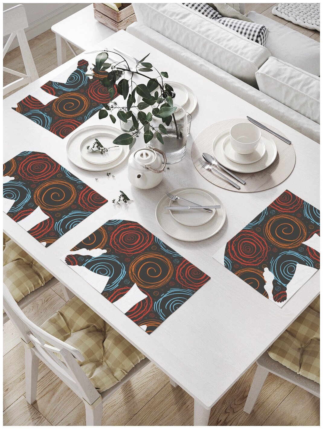 Комплект салфеток JoyArty "Медведь с орнаментом" для сервировки стола (32х46 см, 4 шт.)