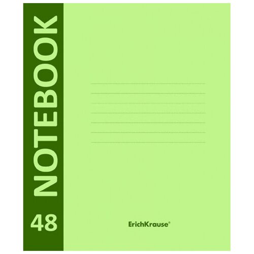 Комплект 3 штук, Тетрадь общая Erich Krause А5+ 48л клетк, скреп, пластикобл. Neon, зелен. 46935