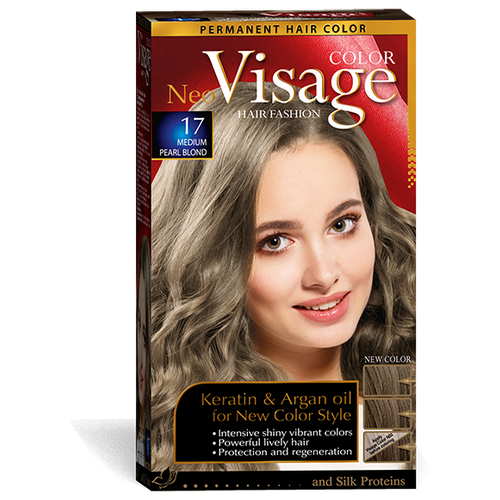 COLOR Visage Стойкая крем-краска для волос, 17 Средне-перламутровый русый / Medium Pearl Blond color visage стойкая крем краска для волос 26 натурально коричневый natural brown 50 мл