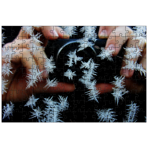 фото Магнитный пазл 27x18см."ледяные цветы, зеркала, фотографировать" на холодильник lotsprints
