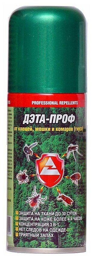Аэрозоль для защиты от комаров Дэта-Проф 3в1 (140мл)