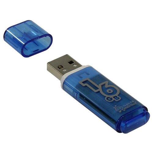 Память Smart Buy Glossy 16GB, USB 2.0 Flash Drive, голубой