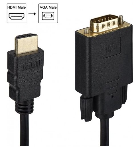 Кабель-адаптер KS-IS HDMI M VGA M full (с чипом) черно-черный 1.8м - фото №2