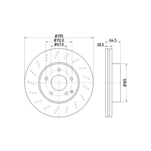 Диск тормозной mercedes w204/w212 09- передний d 295мм.с перфорацией, hella pagid, 8dd 355 114-391