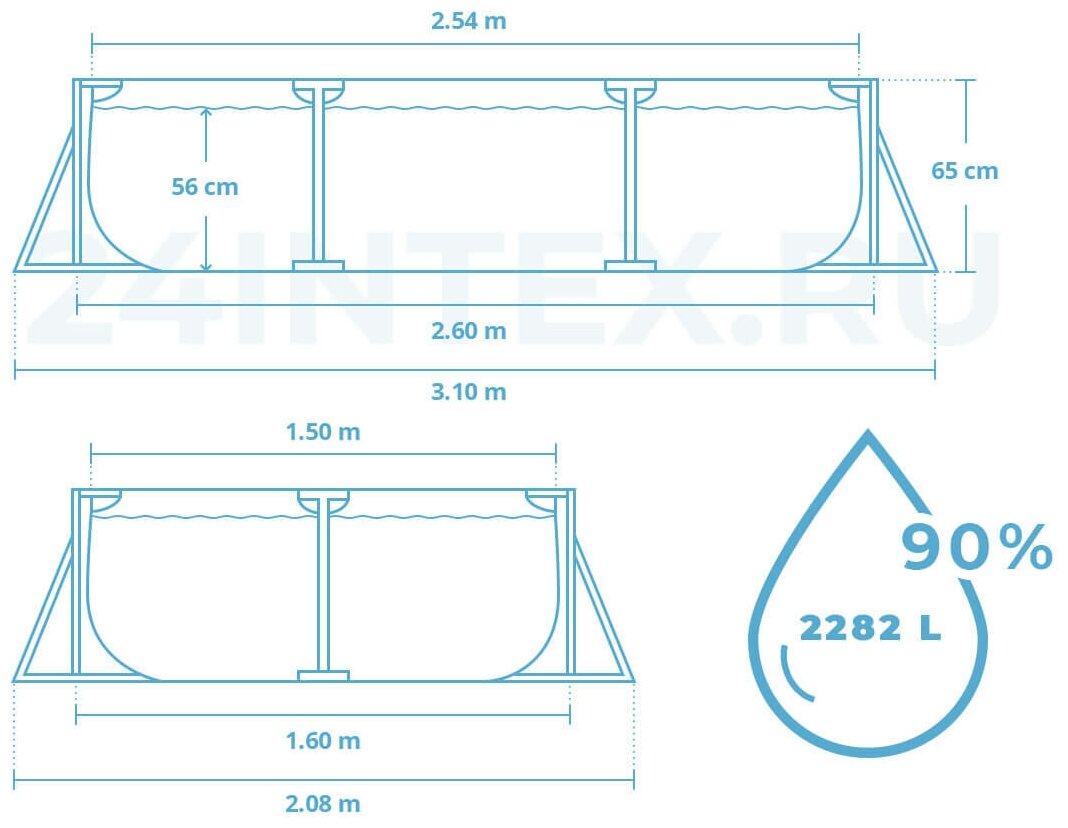 Каркасный бассейн 260x160x65 Intex 28271 - фотография № 3