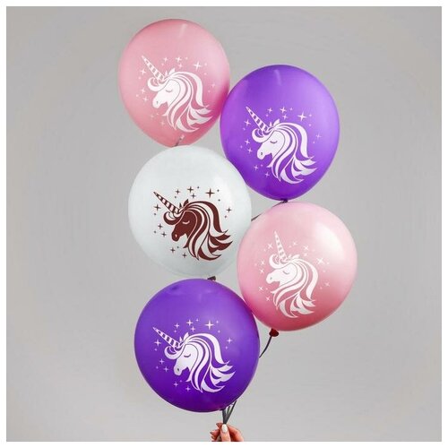 фото Шар воздушный 12" «единорожки», набор 100 шт страна карнавалия