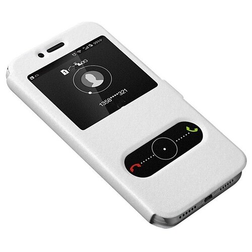 фото Чехол-книжка mypads для huawei honor 5a с окошком для входящих вызовов и свайпом белый