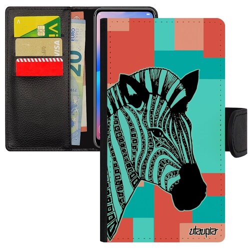 фото Противоударный чехол книжка для смарфона // apple iphone xs // "зебра" лошадь дизайн, utaupia, цветной