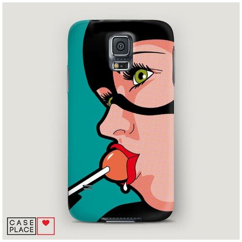 фото Чехол пластиковый samsung galaxy s5 женщина-кошка с чупа чупсом case place