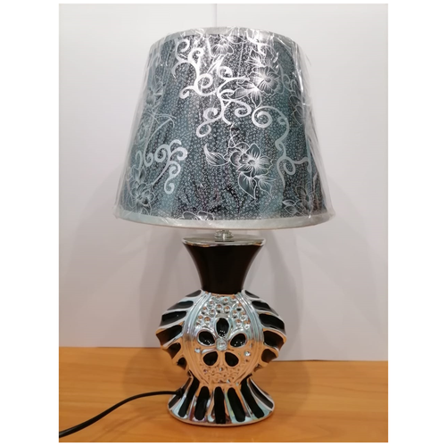 Настольная лампа с абажуром - торшер маленький настольный Black Flower