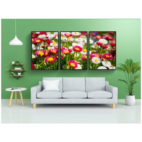 фото Набор модулных постеров для интерьера "ромашки, цветы, весна" 60x90 см. в тубусе, без рамки lotsprints