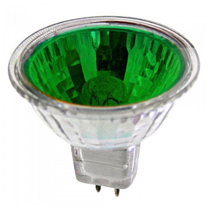 Лампа галогеновая софит 50W GU5.3 400Лм 12V со стеклом зеленая CLRMR16 (Vito) арт. CLRMR16-50W/GRE/GU5.3/12V
