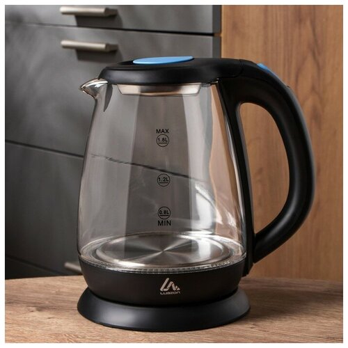 Чайник электрический Luazon LSK-1810 стекло 18 л 1500 Вт подсветка черный 365800₽