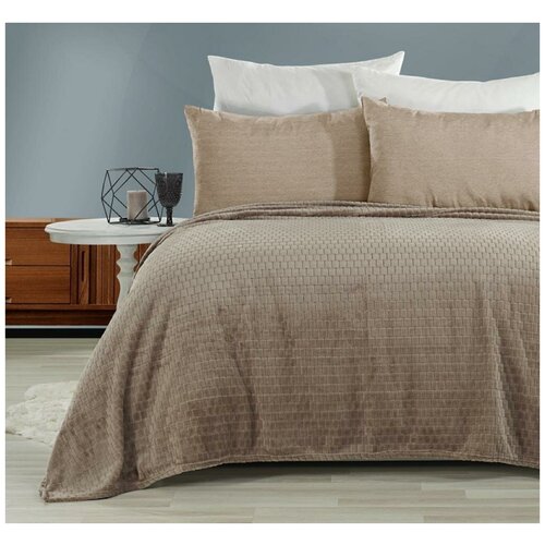 Покрывало (плед) из плюша, цвет бежевый, 200*220 см