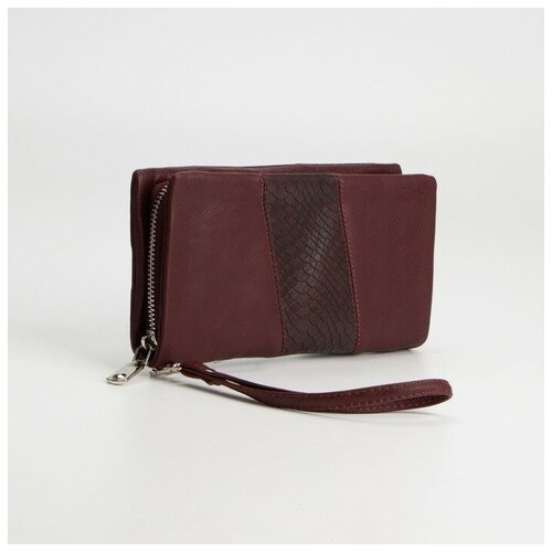 фото Кошелёк на молнии, с ручкой, цвет бордовый нет бренда