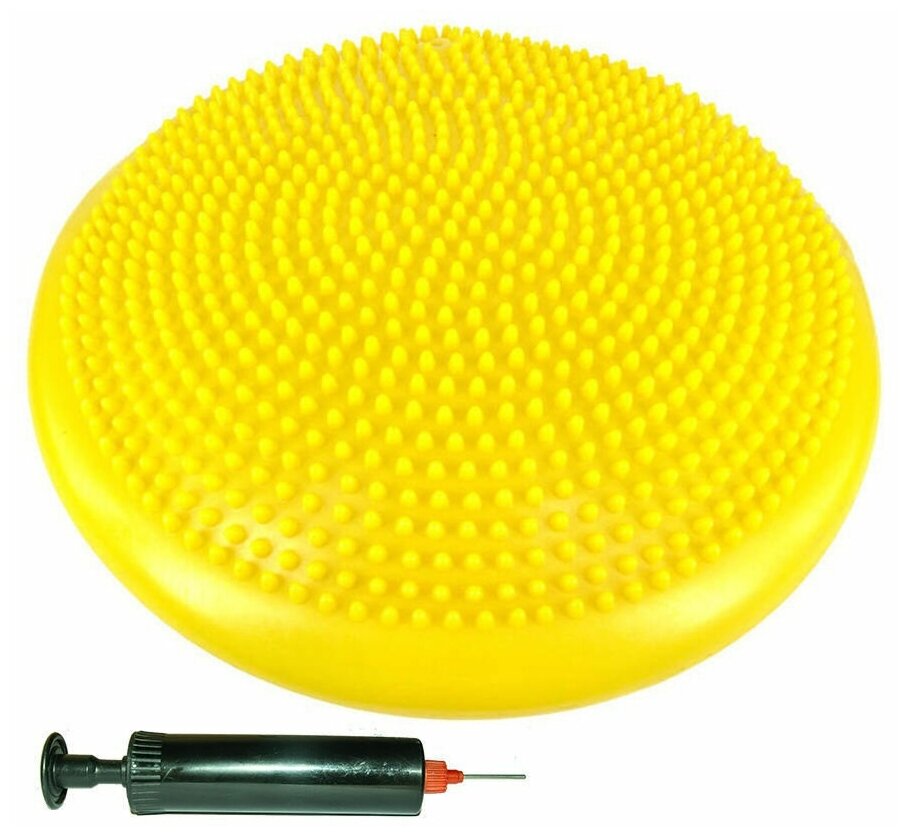 Диск массажный балансировочный Rekoy, жёлтый, с насосом, диаметр 33 см
