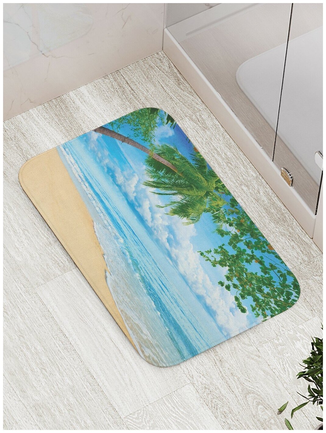 Коврик JoyArty противоскользящий "Теплый пляж" для ванной, сауны, бассейна, 77х52 см