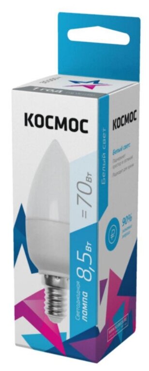 Лампа светодиодная космос LkecLED8.5wCNE1445 CN 8.5W 220V E14 4500K